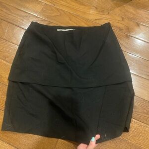 Black A-Line Zara Zip-Up Pencil Skirt with Small Leg Slit
